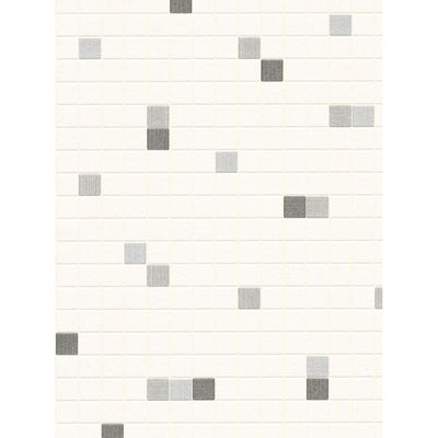 Backsplash Fleece Mosaic 3/4" Tile w/ Black, Silver, Grey Tile Unpasted Wallpaper