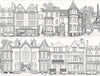 Ashford Toile Brownstone Terrace in Paris in Black on Sure Strip Wallpaper