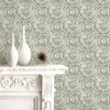 Nouveau Oxidized Metal Tile in Silver Unpasted Wallpaper