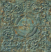 Pelican Prints Teal, Rust, Silver Ceiling Tile on Unpasted Wallpaper