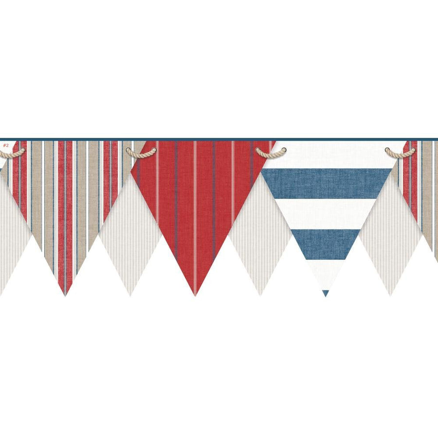 Nautical - Beach Pennant - Flags Laser Cut on Sure Strip Wallpaper Border - all4wallswall-paper