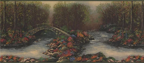 Stone Bridge Over Stream Wallpaper Border