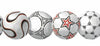 Red, Black, Grey Laser Cut Soccer Balls Sure Strip Wallpaper Border - all4wallswall-paper