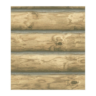 3-D Light Blonde Log Cabin 27” Wide on Sure Strip Wallpaper - all4wallswall-paper