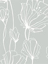 White Silhouette Floral on Shiny Silver Wallpaper - all4wallswall-paper