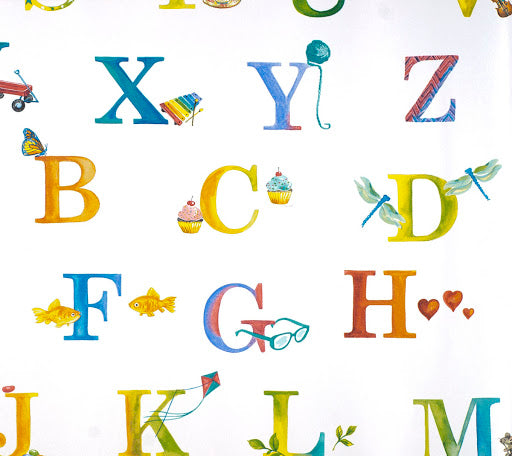 Colorful Alphabet on Soft White Wallpaper - all4wallswall-paper