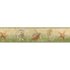 Green Coastal Ocean Starfish, Seahorse, Turtle, Easy Walls Wallpaper Border - all4wallswall-paper