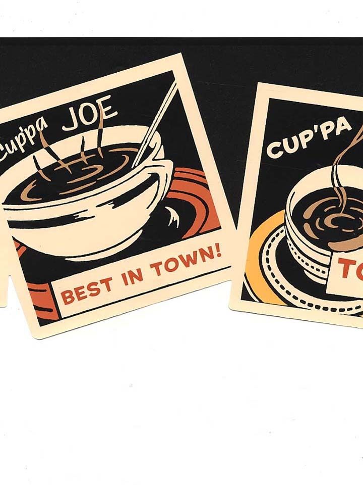 Retro Coffee Signs Laser Cut Wallpaper Border - all4wallswall-paper