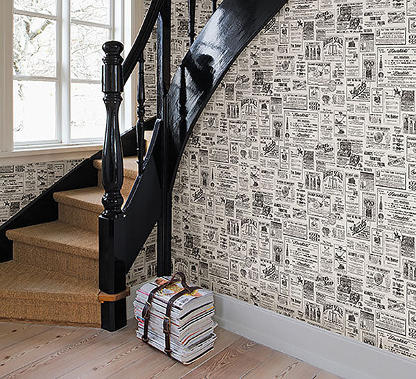 Chesapeake Adamstown Ivory Vintage Newspaper Easy Walls Wallpaper - all4wallswall-paper