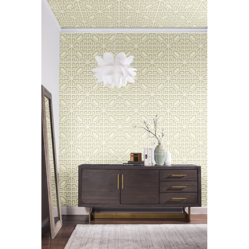 Asian Lattice in Cream and Gold on Sure Strip Wallpaper - all4wallswall-paper