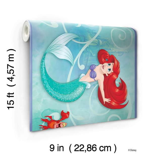 Disney Ariel the Little Mermaid in Aqua Sea on Sure Strip Wallpaper Border - all4wallswall-paper