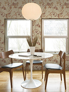 Large Copper Scroll on Contemporary Wooden Sheen Unpasted Wallpaper