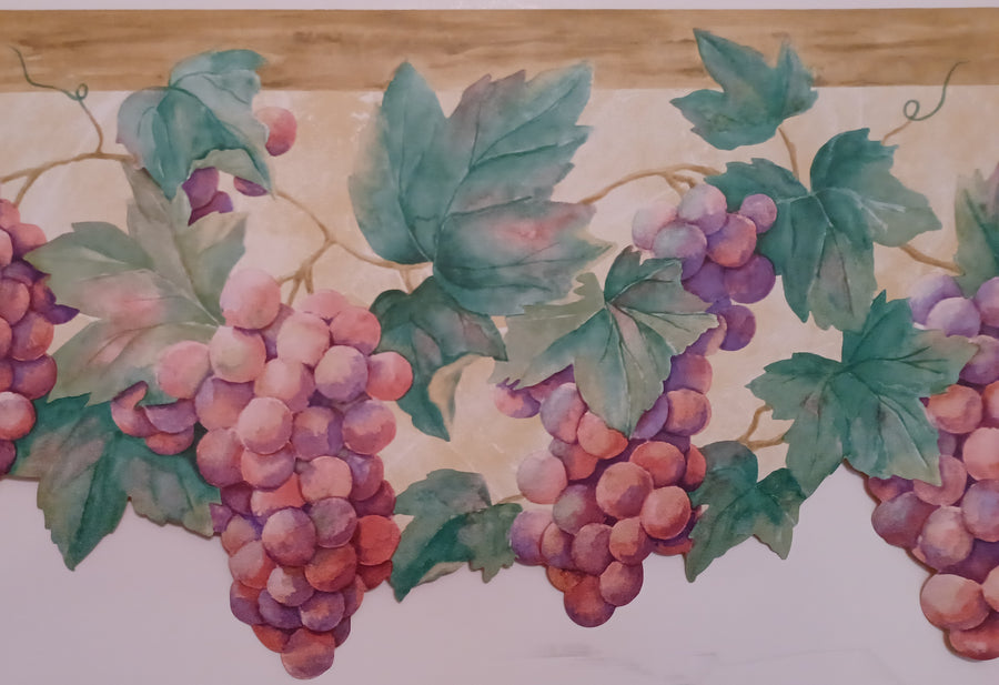 Laser Cut Grapes on the Vine Double Roll 30 Feet Wallpaper Border