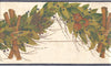 Folk Art Dried Leaf Swag Blue Wallpaper Border - all4wallswall-paper