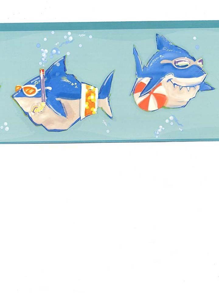 Sharks Just Want to Have Fun Wallpaper Border - all4wallswall-paper