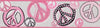 Retro Girls Pink and Black Peace Symbol Wallpaper Border - all4wallswall-paper