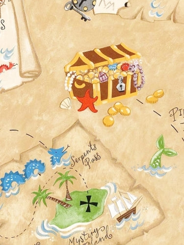 Little Boys Pirates Treasure Chest Map Wallpaper - all4wallswall-paper