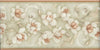 Off White Dogwood on Sage Crackle with Terra Cotta Edge Floral Wallpaper Border - all4wallswall-paper