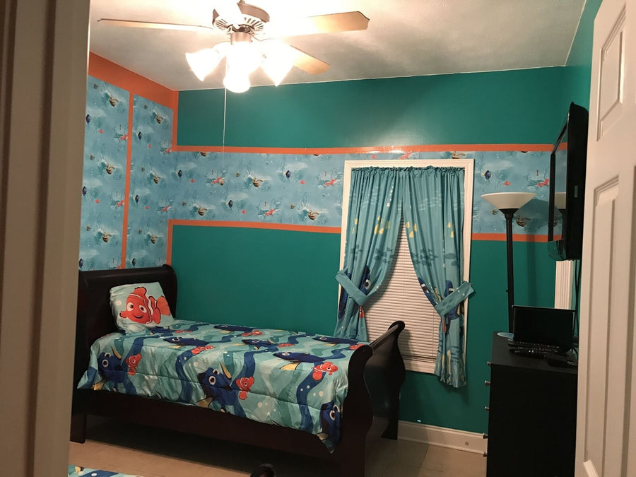 Disney Finding Nemo in Aqua on Sure Strip Wallpaper - all4wallswall-paper