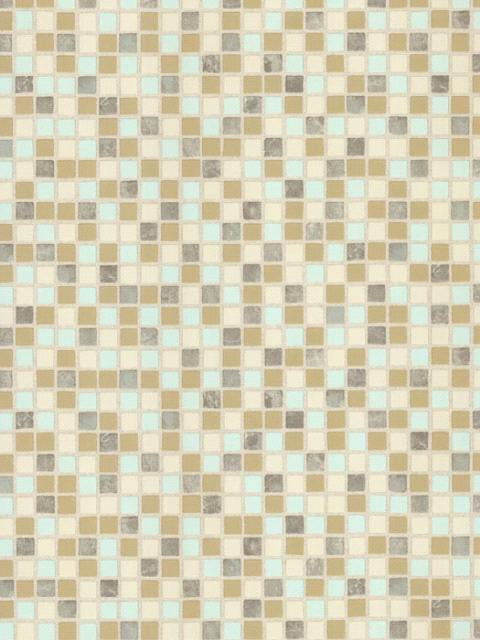 Aqua, Grey, Gold, & Beige Mosaic Raised 1-2" Tile Wallpaper - all4wallswall-paper