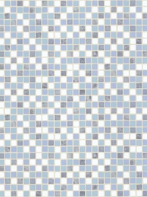 Blue, Navy, White, Aqua Mosaic Raised 1-2" Tile Unpasted Wallpaper - all4wallswall-paper