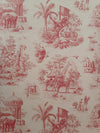 Red on Cream 27" Prepasted Jungle Toile Wallpaper