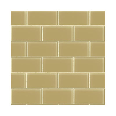 Subway Tile in Gold Pearl with Off White Grout on Sure Strip Wallpaper