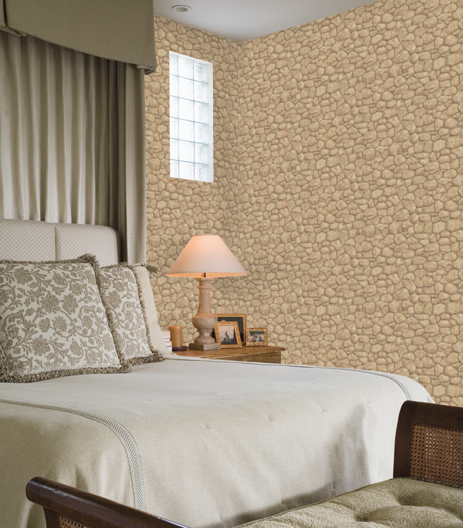 Sepia Taupe Creek Rock / Stone on Easy Walls Wallpaper - all4wallswall-paper