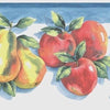 Laser Cut Apples and Pears - Fruit on Blue Wallpaper Border - all4wallswall-paper