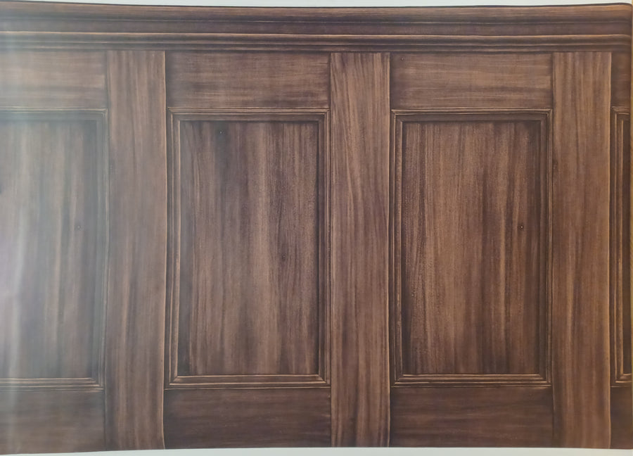 Brown Walnut Wood Wainscotting Unpasted 27" Wallpaper Border